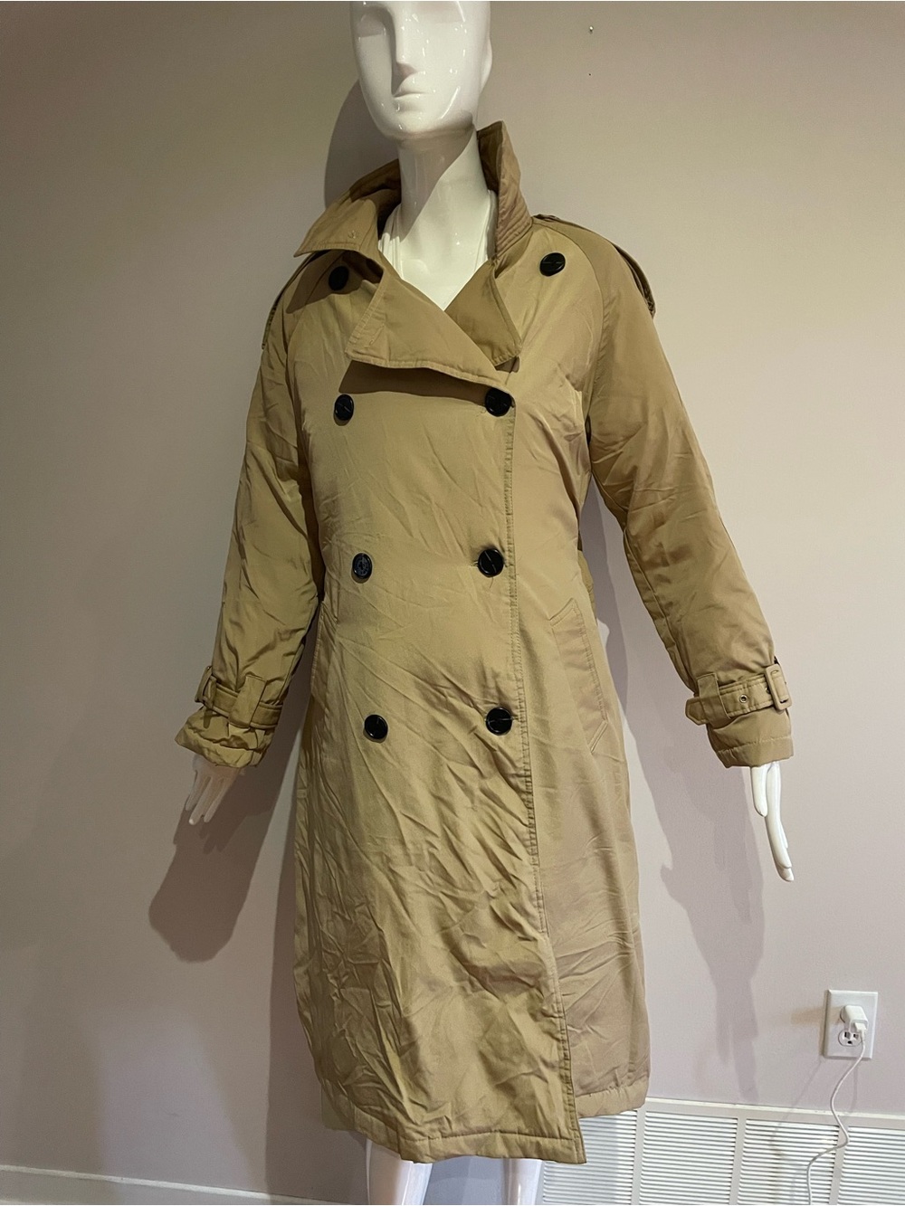 Classic Tan Double-Breasted Trench Coat